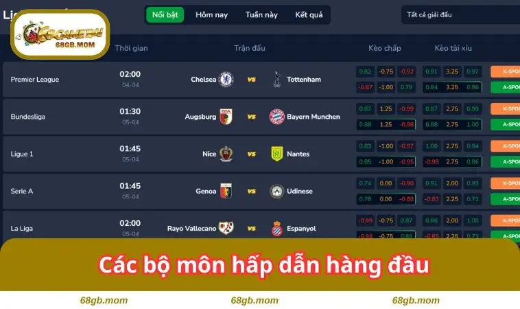 Các bộ môn hấp dẫn hàng đầu