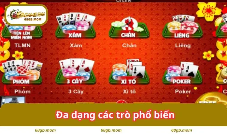 Đa dạng các trò phổ biến