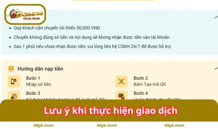 Lưu ý khi thực hiện giao dịch